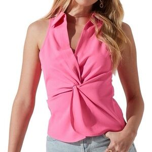ASTR Twist Front Sleeveless Top